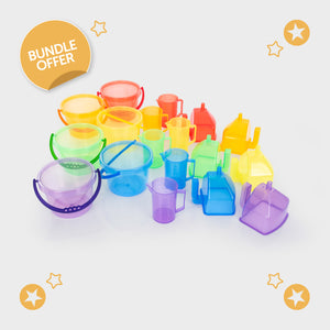 tickit Translucent Colour Buckets, Funnels & Jugs Set -   